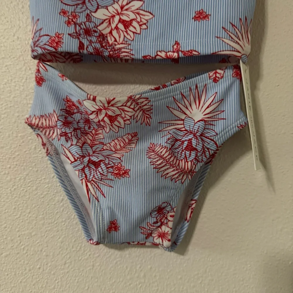 Janie & Jack Sky Blue Floral Stripe Floral Stripe Rash Guard Set Swim NWT 3-6mo